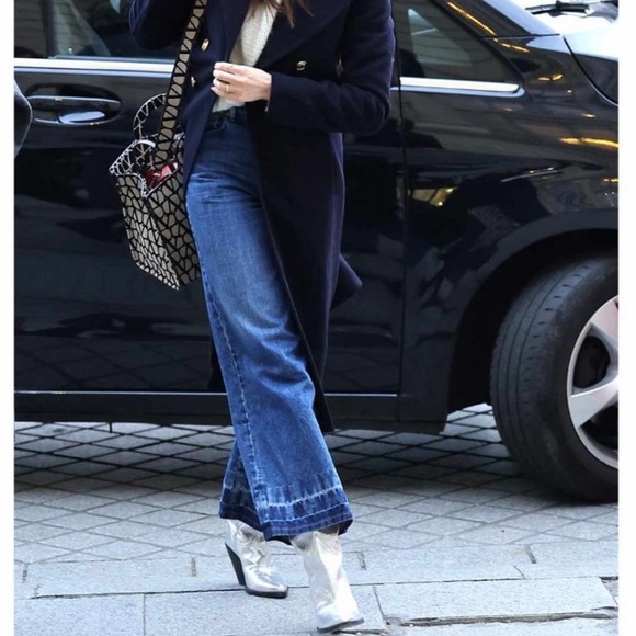 J.CREW Point Sur Denim Wide Leg Crop Raw Hem Dark Wash SZ: 27 - Picture 1 of 14